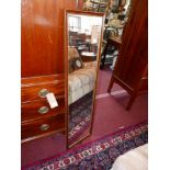 A 20th century tall narrow mirror with faux burr walnut frame, 126 x 34cm