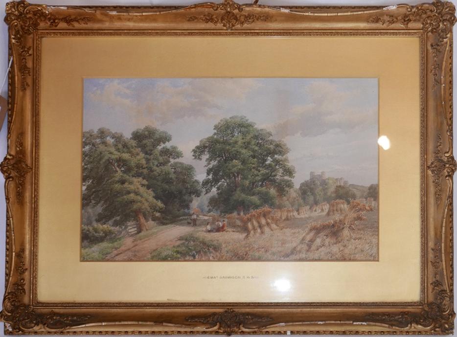 Charles Davidson (British, 1820–1902), a landscape study, watercolours, signed lower right, H.34cm - Bild 3 aus 4