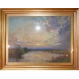 J. W. Whymper R.I, Sunrise in a Rural Landscape, pastel on paper, 25 x 34cm