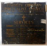 A vintage metal sign for Finchley church, 76 x 80cm