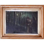 K. Hood, 'Secret Lovers in the Moonlight', oil on board, signed lower right, 24 x 34cm