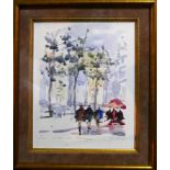 Late 20th century French school, 'Paris, L'Arc de Triomphe', watercolour, indistinctly signed and