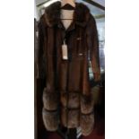 A vintage ladies Furs Renee brown hide and fur coat