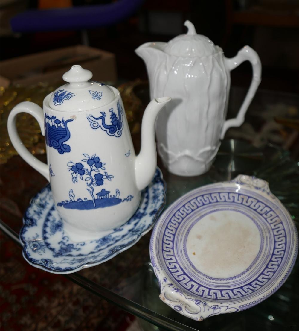 A collection of 19th and 20th century ceramic items, to include porcelain teapots, platters and - Image 2 of 2