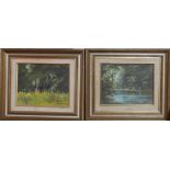 Two oil on boards of landscape studies, one signed lower right, 24 x 19cm