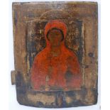 A Russian icon of the Mother of God, tempera on wood panel, 31 x 26cm