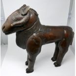 A large Benin style cast bronze ram, H.50 W.50cm