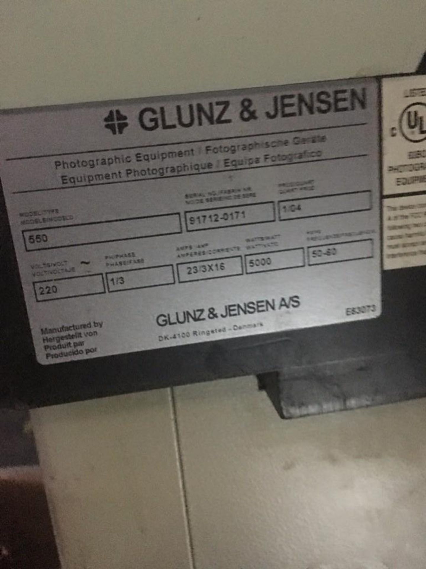 GLUNZ & JENSEN 550 FILM PROCESSOR - Image 4 of 4