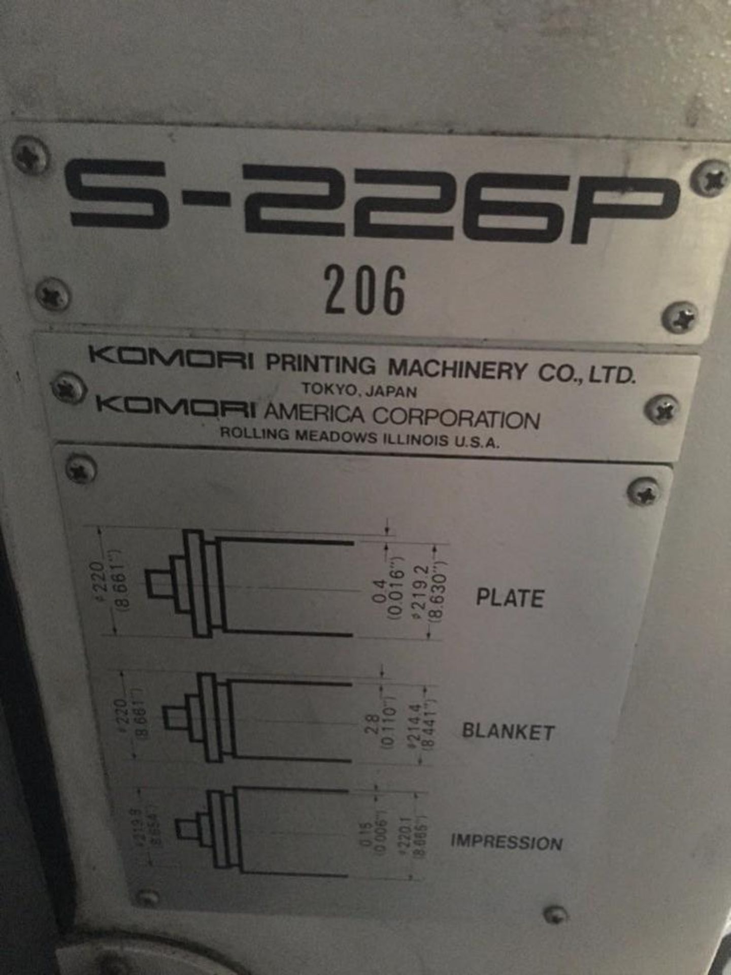 KOMORI SPRINT 26 INCH 2 COLOR OFFSET PRINTING PRESS - Image 5 of 6