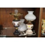 TWO CONVERTED OIL TABLE LAMPS A/F