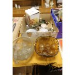 TWO PUNCH BOWL SETS TOGETHER WITH A BOX OF CHINA AND GLASSWARE