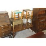 A QUANTITY OF ASSORTED FURNITURE TO INCLUDE TWO COFFEE TABLES SEWING BOX A/F, AND TWO STOOLS