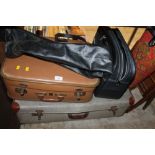 A SELECTION OF ASSORTED SUITCASES, ETC