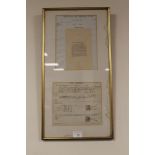 A FRAMED AND GLAZED DOCUMENT RELATING TO THE AUCTION OF THE GEORGE HOTEL LICHFIELD DATED 27TH JULY