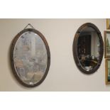 TWO OVAL COPPER FRAMED WALL MIRRORS