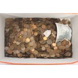 A QUANTITY OF ASSORTED COINS MAINLY HALF PENNIES