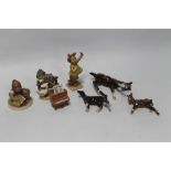 A BOX OF COLLECTABLES TO INCLUDE GOEBEL FIGURES, BESWICK HORSES, ETC A/F