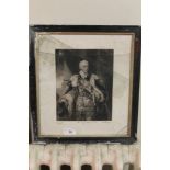 A FRAMED AND GLAZED ENGRAVING WRITTEN TO THE BASE 'PROOF' 'EARL OF HARDWICKE' 'SIR T LAWRENCE'