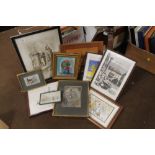 A QUANTITY OF ASSORTED PICTURES AND PRINTS TO INCLUDE AN ORIGINAL PORTRAIT OF A LADY BY P R TARRANT,