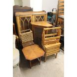 A QUANTITY OF ASSORTED FURNITURE TO INCLUDE A CHINA DISPLAY CABINET, A CORNER CUPBOARD, OCCASIONAL