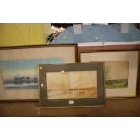 THREE WATERCOLOURS ONE BY HERBERT TOMLINSON THE OTHER TWO DEPICTING DESERT PYRAMIDS