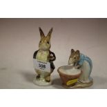TWO GOLD STAMP BESWICK BEATRIX POTTER FIGURES - ANNA MARIA AND MR BENJAMIN BUNNY