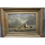 H E HOLE (XIX). Seascape with figures and boats, signed lower right and dated 1800, oil on panel,