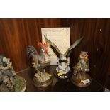 THREE CAPO DI MONTE BIRD FIGURES TO INCLUDE 'THE EAGLE' BY G ARMANI WITH CERTIFICATE