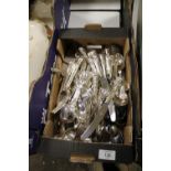 A SMALL TRAY OF ASSORTED FLATWARE TO INC QUEENS PATTERN EXAMPLES