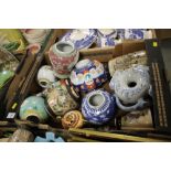 A TRAY OF ORIENTAL TYPE CERAMICS