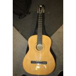 A BURSWOOD ACOUSTIC GUITAR AND CARRY CASE