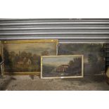 THREE 19TH CENTURY OIL ON CANVASES DEPICTING RURAL SCENES ONE UNFRAMED