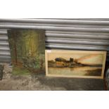 TWO EARLY 20TH CENTURY OIL ON BOARDS DEPICTING RIVER SCENES