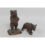 TWO CARVED WOOD BLACK FOREST TYPE BEAR FIGURES, tallest 15.5 cm (2)