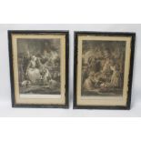 A PAIR OF FRAMED AND GLAZED ENGRAVINGS TITLED 'CHILDISH AMUSEMENT' ENGRAVED BY W DICKINSON, THE OTH