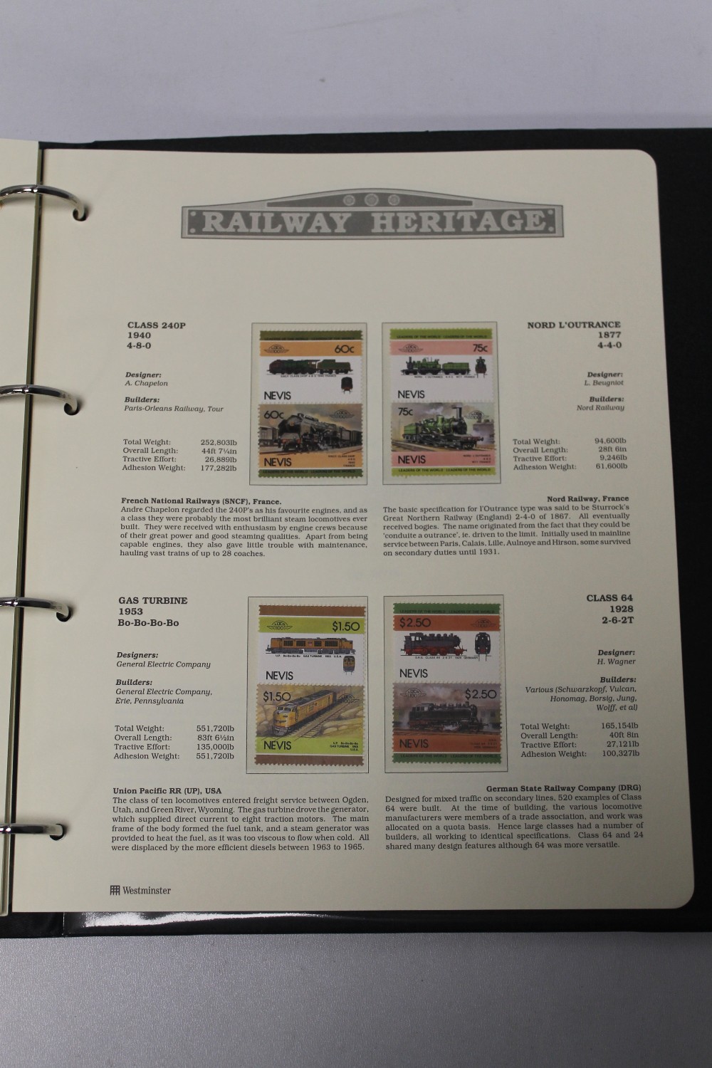 THREE ALBUMS OF WESTMINSTER RAILWAY HERITAGE COMMEMORATIVE STAMPS, together with other Railway rela - Image 5 of 5