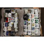 TWO BOXES OF ASSORTED SPORTING INTEREST DRINKING MUGS