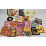 A QUANTITY OF VINTAGE CHILDREN'S 7" VINYL RECORDS, to include Pinky & Perky, Walt Disney Originals,