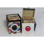 TWO SMALL CASES OF VINTAGE SINGLES, records to include "Adam Faith", "Cliff Richard", Nat King Cole