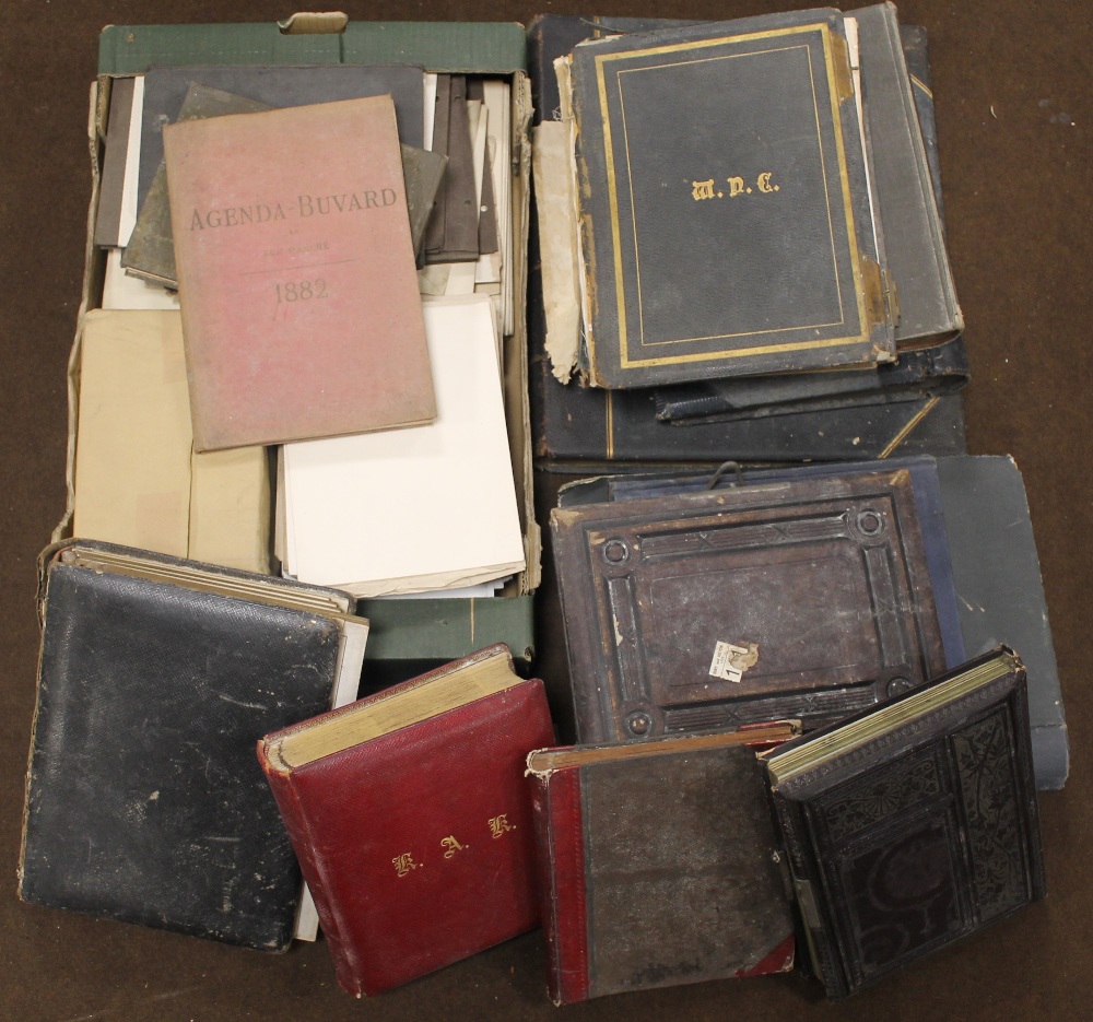 A QUANTITY OF VICTORIAN AND EDWARDIAN EMPTY ALBUMS, in varying conditions