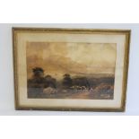 A 19TH CENTURY ENGLISH SCHOOL WATERCOLOUR OF A CART AND LOGS IN LANDSCAPE SCENE, signed lower left