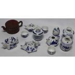 A QUANTITY OF OF ORIENTAL / CHINESE CERAMICS, to include a Yixing teapot with inscription to side a