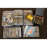 A LARGE QUANTITY OF 7" VINYL RECORDS, MOSTLY OF WHICH IS "POP MUSIC", to include The Beatles, Abba,