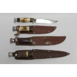FOUR VINTAGE SCOUT / HUNTING TYPE KNIVES (4)