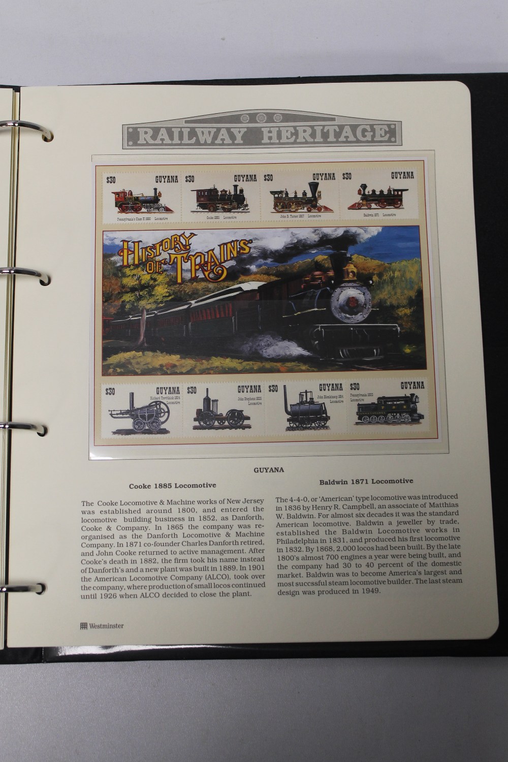 THREE ALBUMS OF WESTMINSTER RAILWAY HERITAGE COMMEMORATIVE STAMPS, together with other Railway rela - Image 4 of 5