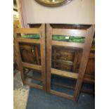 A PAIR OF LARGER VINTAGE FRAMED GLASS PANELS H 122 CM