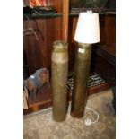 A LARGE TRENCH ART LAMP AND A LARGE EMPTY SHELL