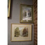 AN A E BAKER WATERCOLOUR 'PLYN FOREST IN AUTUMN' TOGETHER WITH ANOTHER BY BETTY BAKER