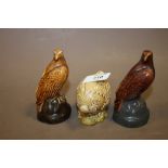 THREE SMALL BESWICK BENEAGLES SCOTCH WHISKEY DECANTERS