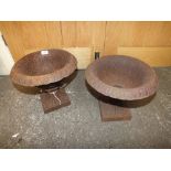 A PAIR OF SMALL RUSTY URNS